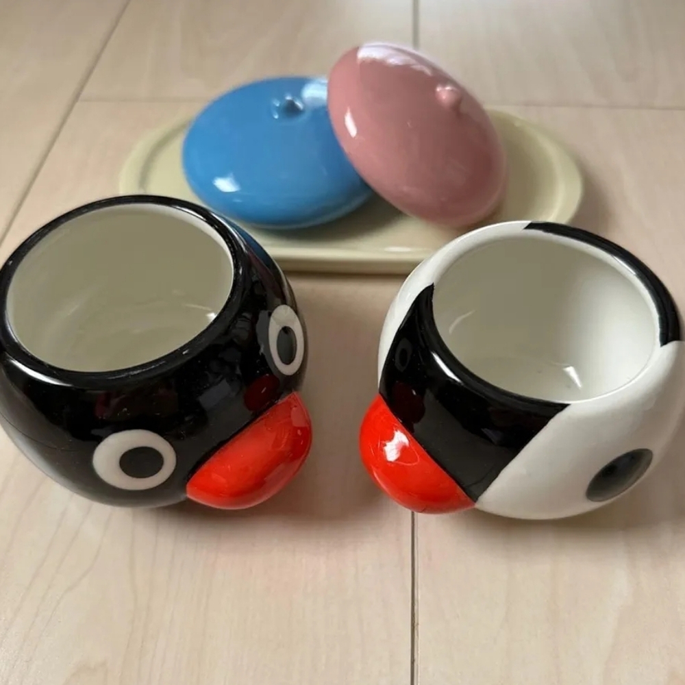 Pingu Pinga Ceramic Containers with Lids, Tray, & Box  (With box) - Picture 2 of 5